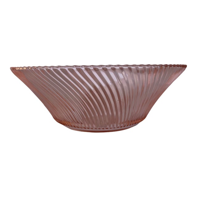 1930s Federal Glass Co. "Diana" Pink Depression Glass Swirl Serving Bowl For Sale