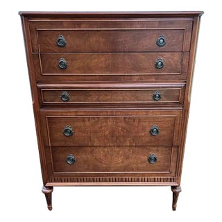 Antique Walnut Tall Chest of Drawers. Circa 1930s For Sale