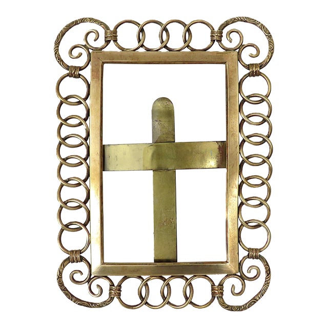 English Brass Photo Picture Frame Link Ring Coil Chain Rope Antique Victorian For Sale