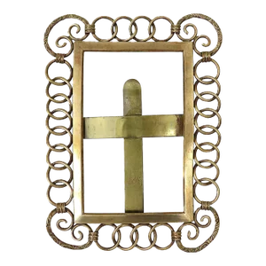 English Brass Photo Picture Frame Link Ring Coil Chain Rope Antique Victorian
