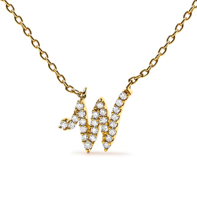 Embrace the elegance of personalization with this stunning 10K Yellow gold pendant, delicately crafted into a flowing...