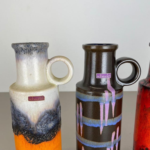 Vintage Fat Lava Pottery Vases by Scheurich, Germany, 1970s, Set of 4 For Sale - Image 4 of 18