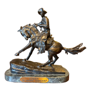 Late 20th Century Frederic Remington “Cowboy” Bronze Sculpture