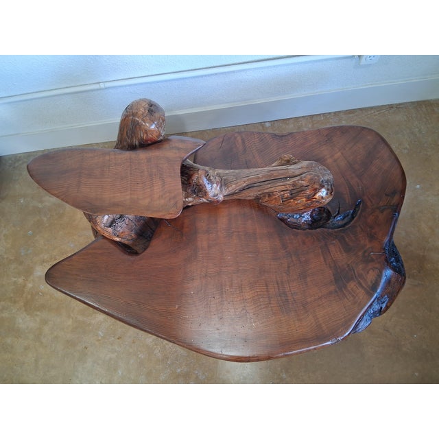 Mid Century Live Edge Tiered Rustic Coffee Table For Sale - Image 11 of 11