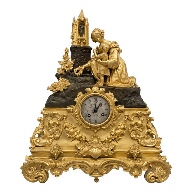 19th Century Clock in Gilt and Bronze For Sale
