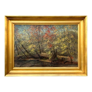 Vintage Original American Impressionist Oil Painting Fall Landscape by John McClusky For Sale