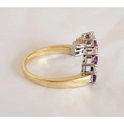 1990s 18ct Gold Diamond & Amethyst Dress Ring, 1995 For Sale - Image 5 of 12