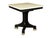 French Art Nouveau black lacquer bistro table with original white glass top and original granite feet.