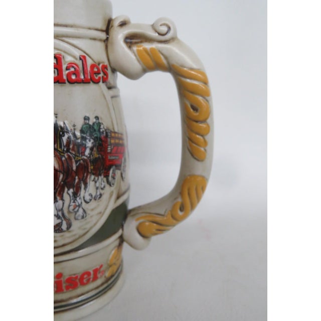 Budweiser Beer Stein Clydesdales Horses Relief Ceramarte Brazil 1980s Mug 4826b For Sale - Image 10 of 14