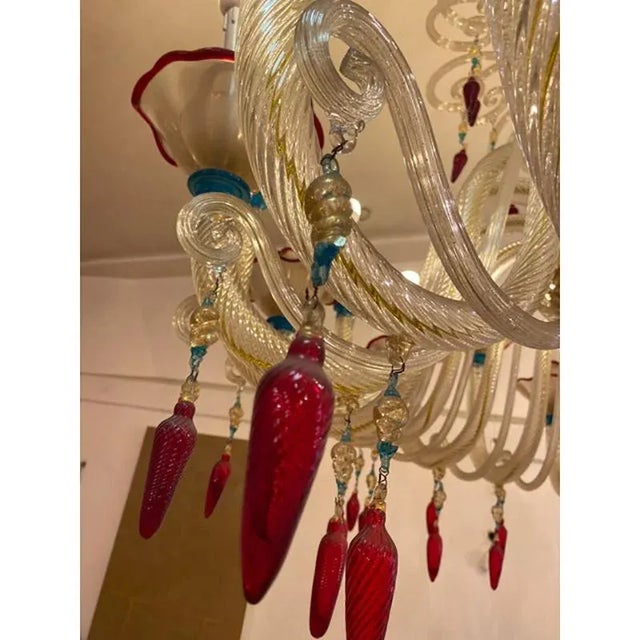 Glass Vintage Italian Chandelier in Murano Glass by Simoeng, 1970s For Sale - Image 7 of 13