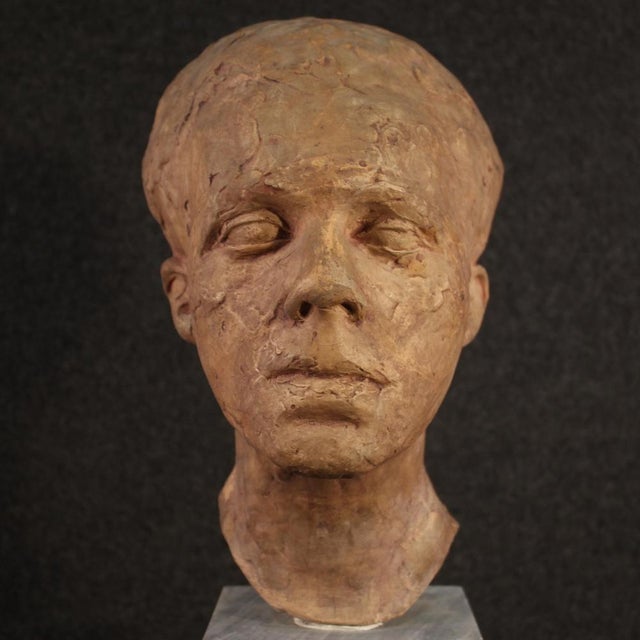 Italian Artist, Figurative Sculpture, Terracotta with Marble Base, 1960 For Sale - Image 10 of 13