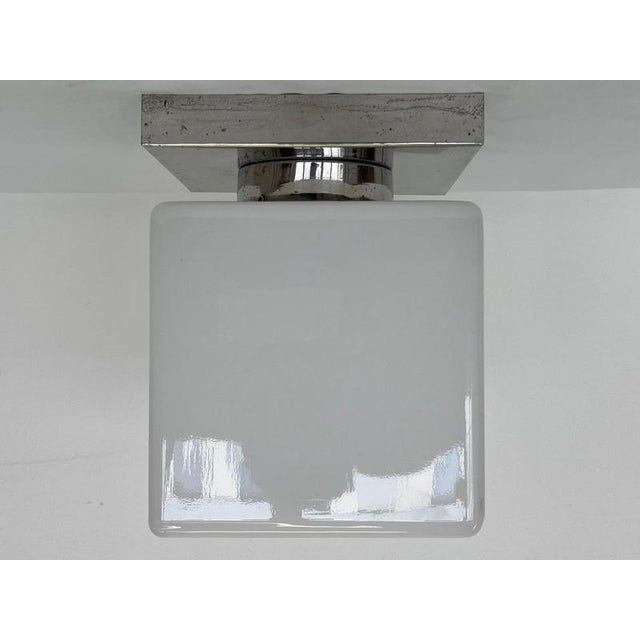 Metal Bauhaus Chrome and Glass Ceiling Lamp, 1930s For Sale - Image 7 of 9