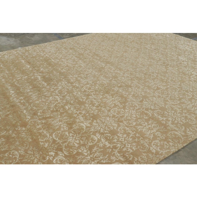 Rug & Kilim Rug & Kilim’s European Style Rug in Golden-Brown With Arabesque Patterns in Green For Sale - Image 4 of 9