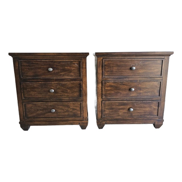 Pair Ethan Allen Reeves Collection Bedside Chests Nightstands For Sale