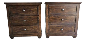Pair Ethan Allen Reeves Collection Bedside Chests Nightstands
