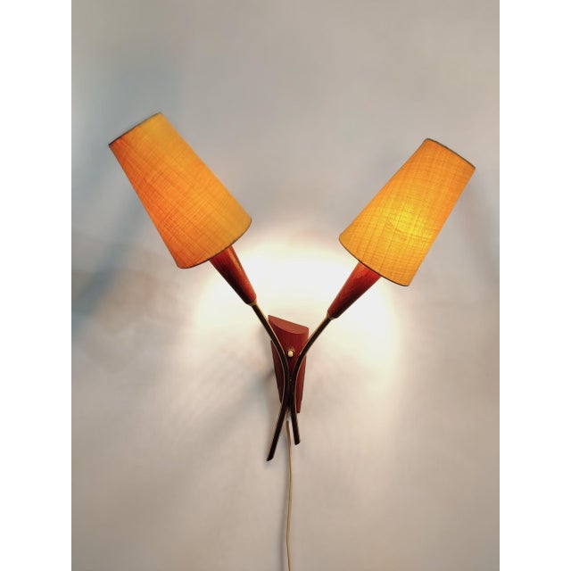1960s Vintage Danish Teak and Brass Wall Lamp, 1960s For Sale - Image 5 of 6