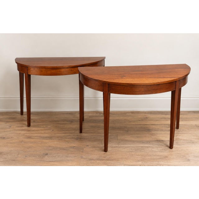 Pair of Federal Style Demilune Mahogany Tables, Early 20th Century For Sale - Image 10 of 12