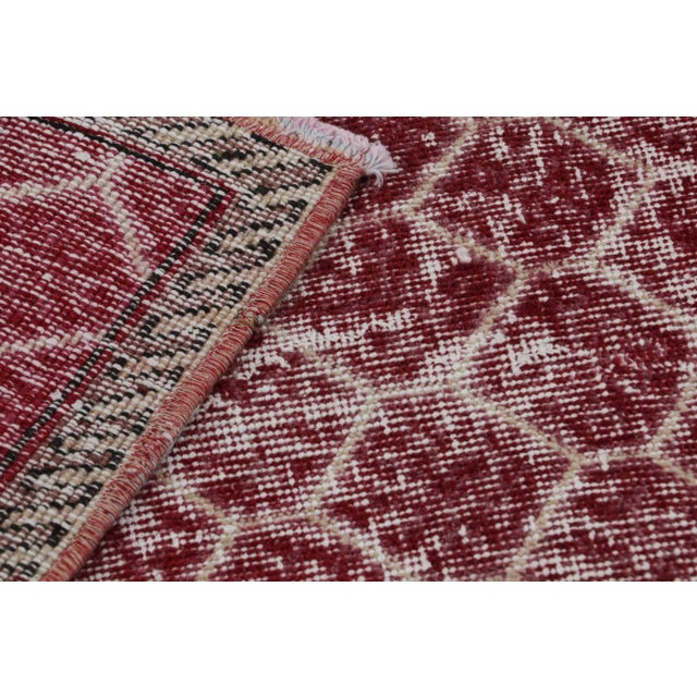 Textile Vintage Zeki Müren Rug in Burgundy With Geometric Patterns, From Rug & Kilim For Sale - Image 7 of 7