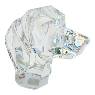 Crystal Dog Head Paperweight by Jg Durand, France For Sale