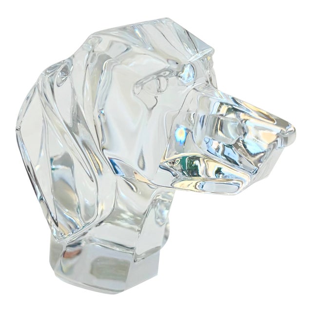 Crystal Dog Head Paperweight by Jg Durand, France For Sale