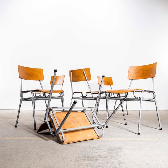 Vintage English Stacking Dining Chairs, 1950s, Set of 6 For Sale - Image 14 of 14