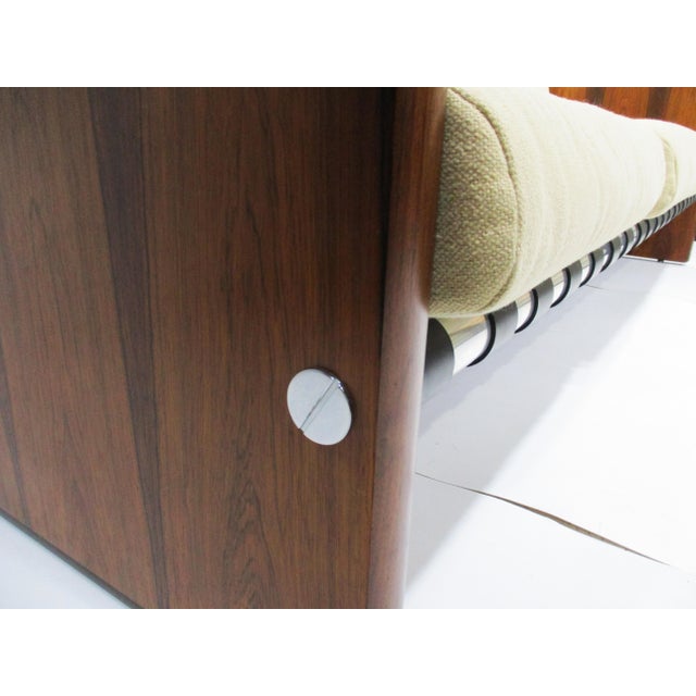 Selig Rosewood Leather Strap Sofa For Sale - Image 12 of 13