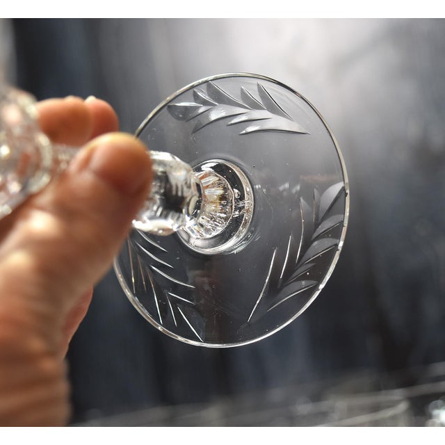 Vintage Rock Sharpe Paisley Pattern Etched Glass Champagne Tall Sherbets Goblets Stems - Set of 10 For Sale - Image 15 of 17