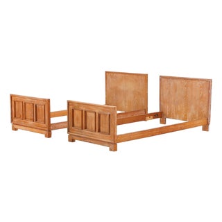 A Pair of French Cerused Oak Twin Beds, C. 1940. For Sale