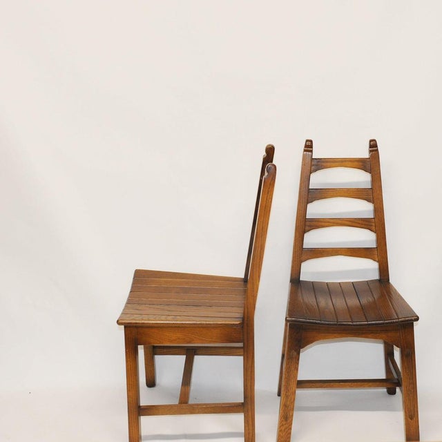 Vintage Arts and Crafts Style Dining Chairs from Webber, 1950s, Set of 4 For Sale - Image 3 of 15