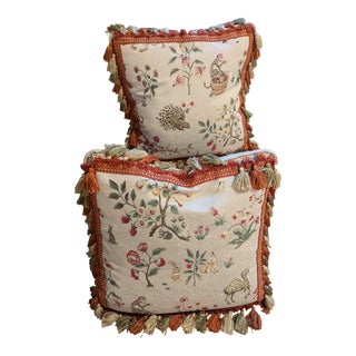 Travers & Co "Cluny Lampas Brocade" Down Throw Pillows - Set of 2 For Sale