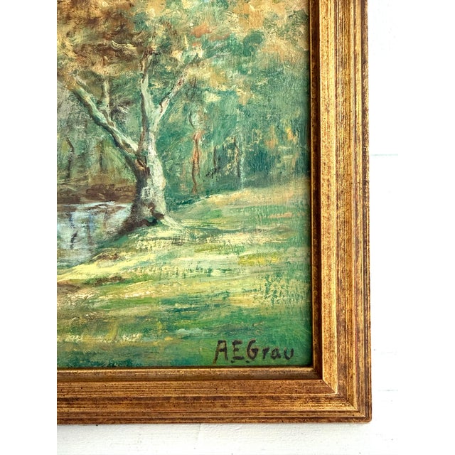 Mid 20th Century Impressionist Oil Painting Landscape - “Beaver Creek” - Signed by A.E. Grau For Sale - Image 4 of 6