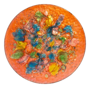 Mid-Century Orange Enamel Plate
