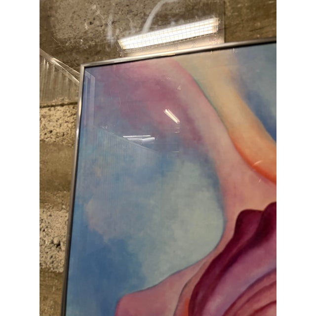 1980's Georgia O'Keeffe "Music, Pink and Blue No. 2", Original Exhibition Framed Poster. For Sale - Image 9 of 16
