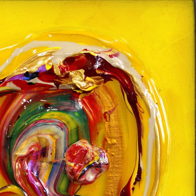 Wood Sun Kissed Heart X - Original Heart Pop Art Mixed Media Acrylic and Resin on Wood Panel by Cynthia Coulombe-Bégin For Sale - Image 7 of 9