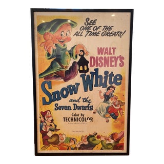 Vintage 1951 Disney Snow White Poster Large 42h X 28w For Sale