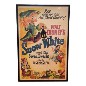 Vintage 1951 Disney Snow White Poster Large 42h X 28w