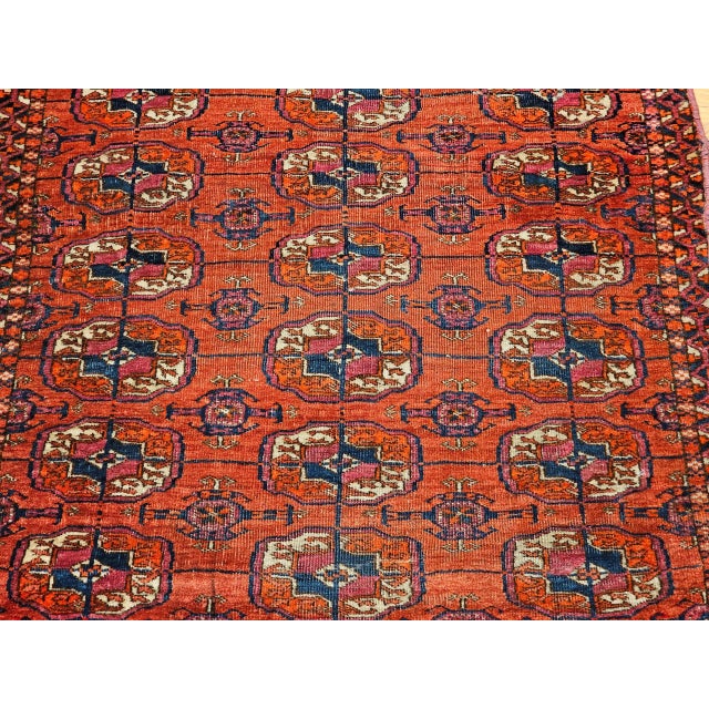 Textile 19th Century Vintage Turkmen Tekke Rug With Geometric Medallions For Sale - Image 7 of 12