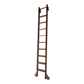 1920s Industrial Rolling Library Ladder by Putnam For Sale