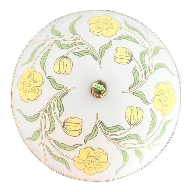 Arts & Crafts Floral Flush Light, C1940s For Sale