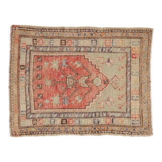Vintage Distressed Oushak Square Rug - 2'7" x 3'2" For Sale
