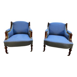 Napoleon III Chairs in Blue, Set of 2 For Sale