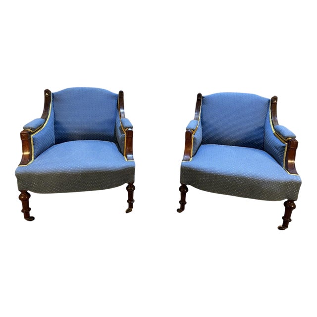 Napoleon III Chairs in Blue, Set of 2 For Sale