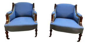 Napoleon III Chairs in Blue, Set of 2