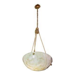 Great Size Superb Art Deco White Albaster Chandelier, 1930s For Sale