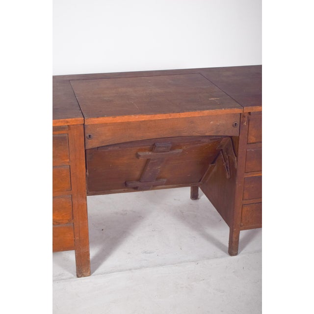 Wood Mid-Century Portuguese Desk with Tilting Top, 1950s For Sale - Image 7 of 15