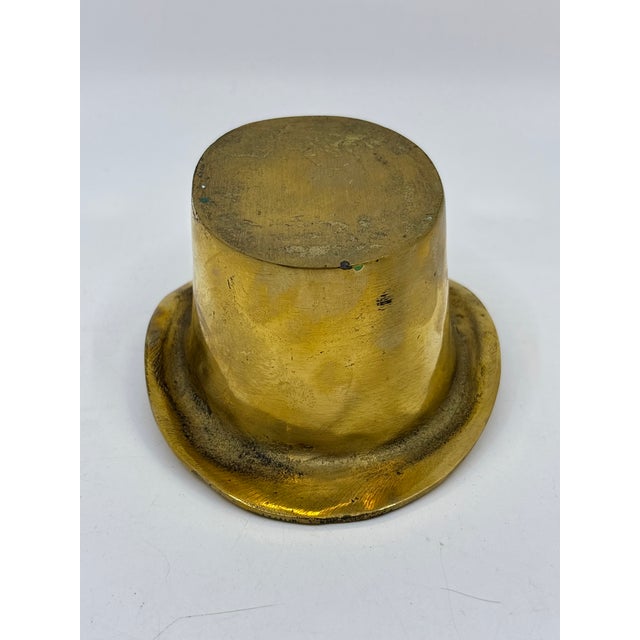 Vintage Novelty Solid Brass Top Hat Statue For Sale - Image 4 of 10