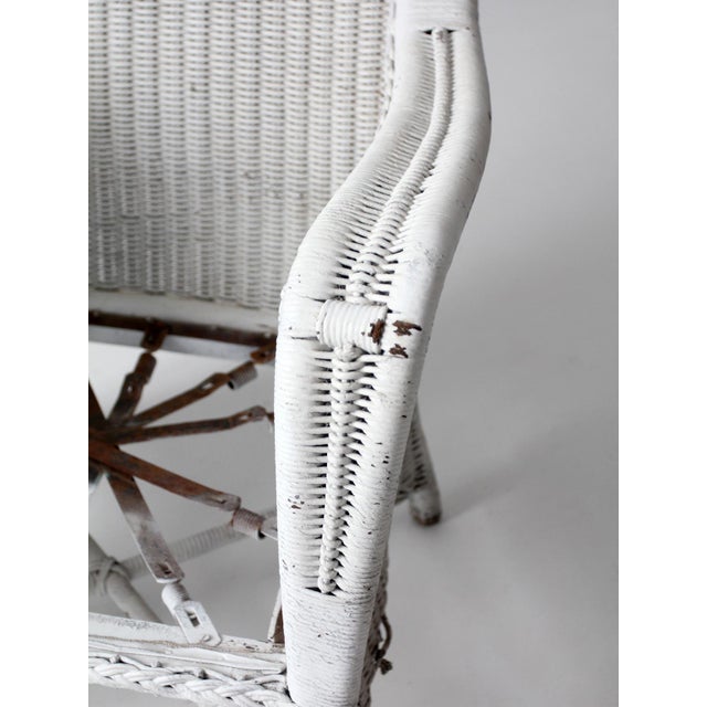 Antique White Wicker Porch Chair For Sale - Image 17 of 18