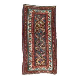 1920s Antique Handcrafted Caucasian Rug. 3'7"x 7'
