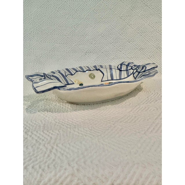 Blue 1994 Fitz and Floyd “Petits Vegs” Blue and White Serve Bowl For Sale - Image 8 of 10