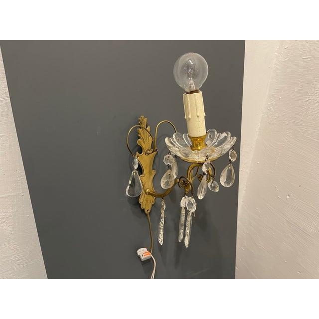 Brass Crystal Sconces, 1950s, Set of 2 For Sale - Image 8 of 13